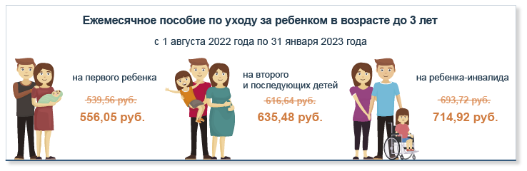 Размеры государственных пособий семьям, воспитывающим детей, в 2022 году